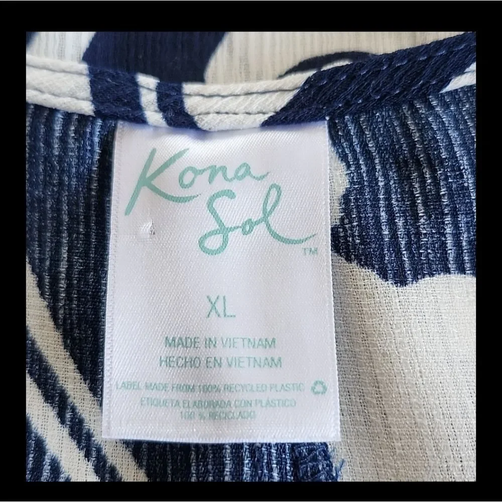 Kona Sol Floral‎ Tropical Aloha Hawaiian Beach Vibe Dress/ Cover-up Size XL